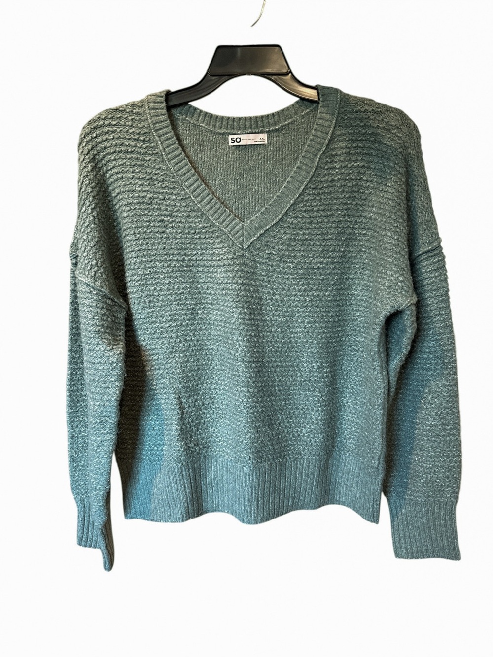 SO Women’s XXL Green Chenille V-Neck Oversized Sweater